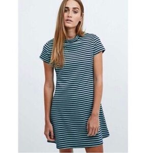 Free People Beach On The Line Mock Neck Short Sleeve Stretch Mini Dress Medium